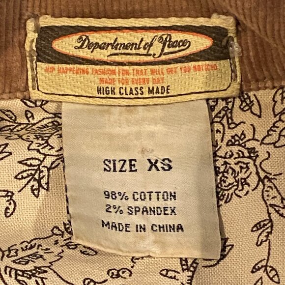Department of Peace Corduroy Jacket XS Tan #132L - Picture 8 of 9